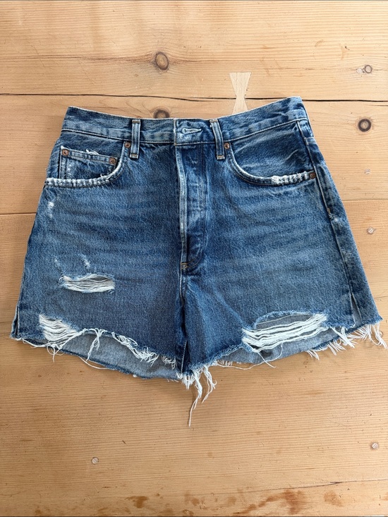 Agolde Pants - AGOLDE Distressed High-Rise Denim Shorts - Blue